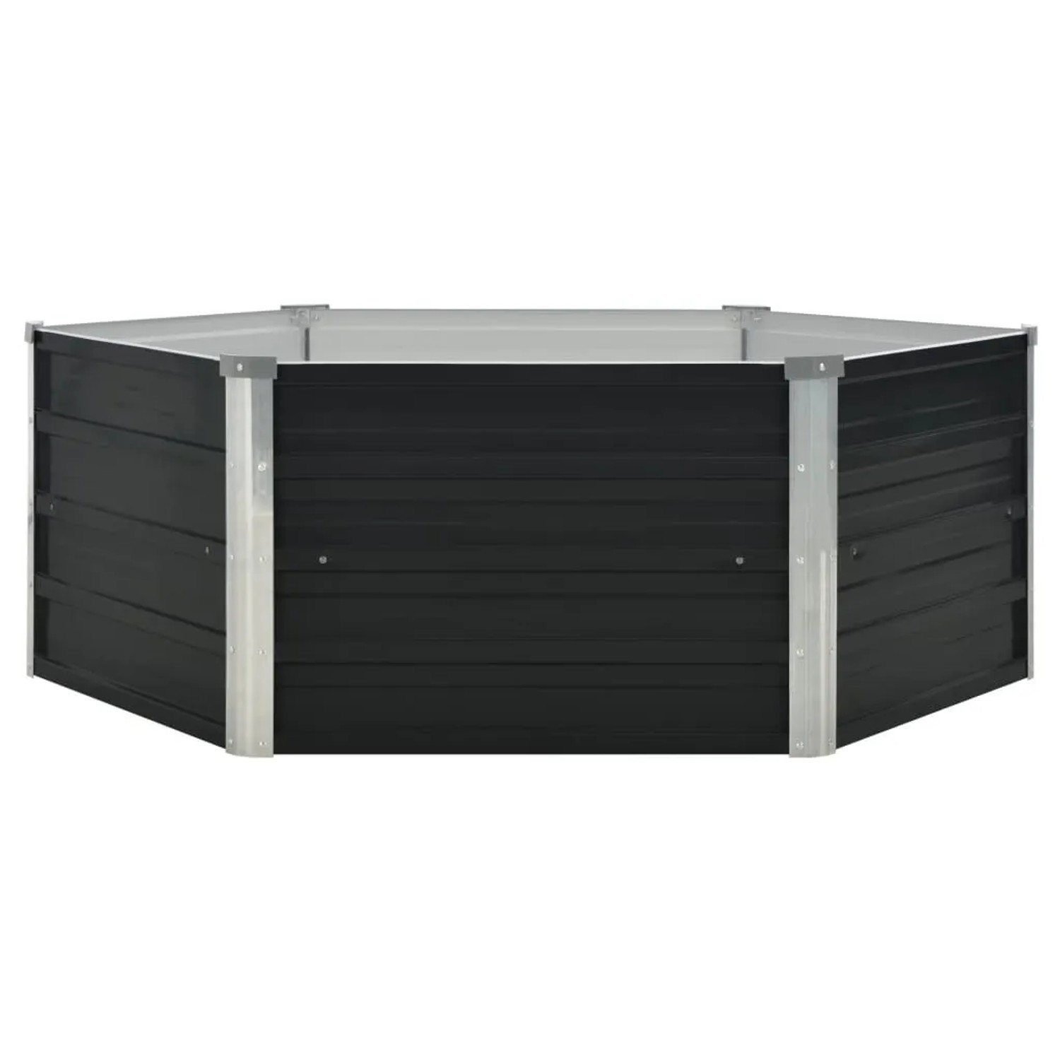 Anthrazitfarbenes furnicato Hochbeet aus verzinktem Stahl, 129x129x45 cm.