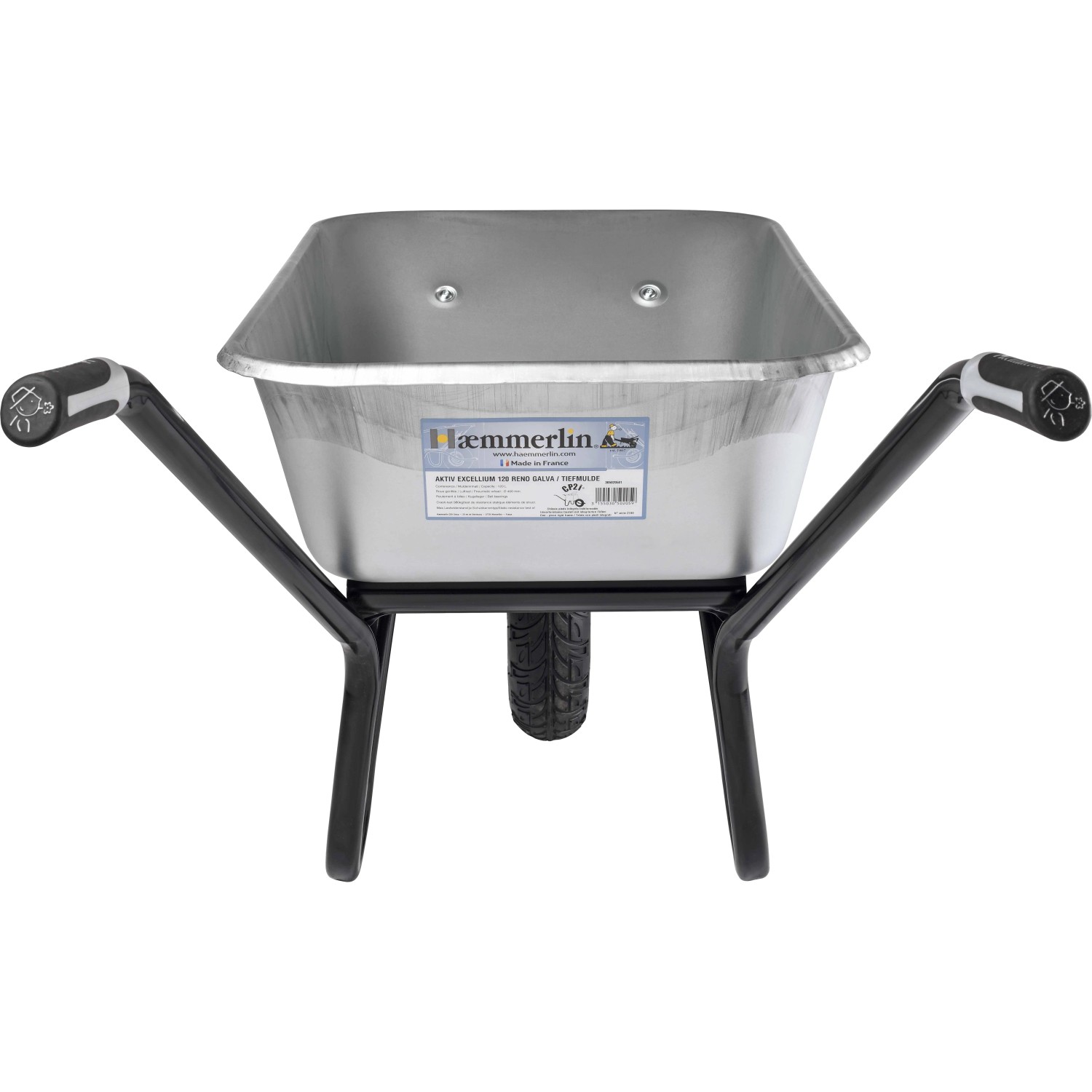 Schubkarre 120L – Verzinkter Korpus, 400 Mm Luftrad Mit Kugellager, Für Renovierung & Garten