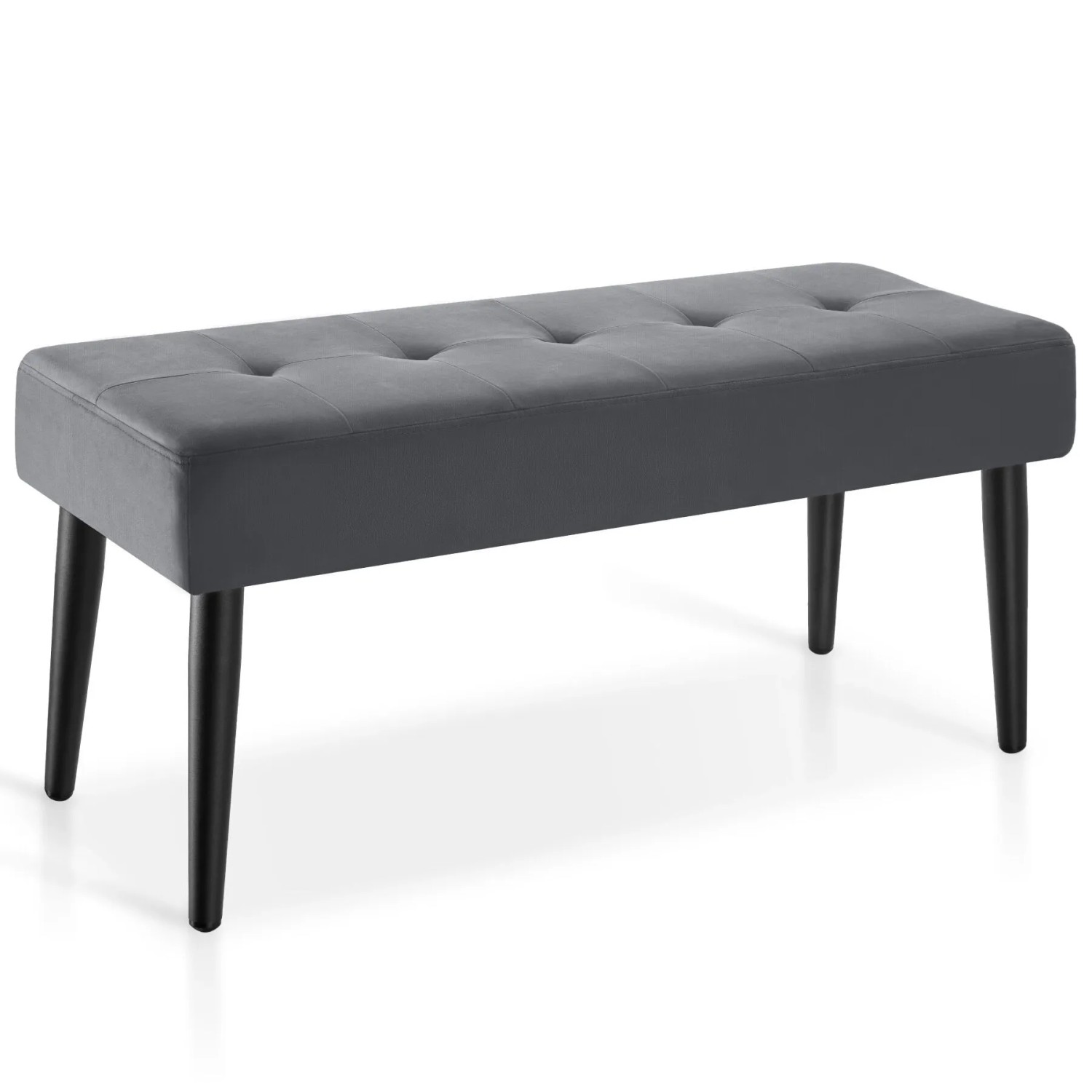 Tectake Sitzbank Glora Mit Samt Oder Bouclé Gepolstert  Elegantes Steppmuster  38 x 95 x 45 cm Samtoptik Grau