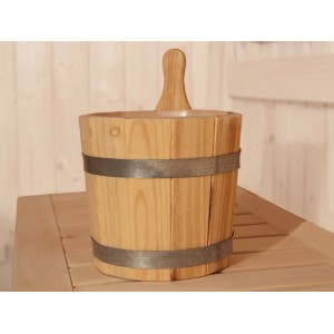 Weka Aufgusskübel aus Holz, 5 Liter, mit Metalleinfassung und Griff für Saunaaufgüsse.