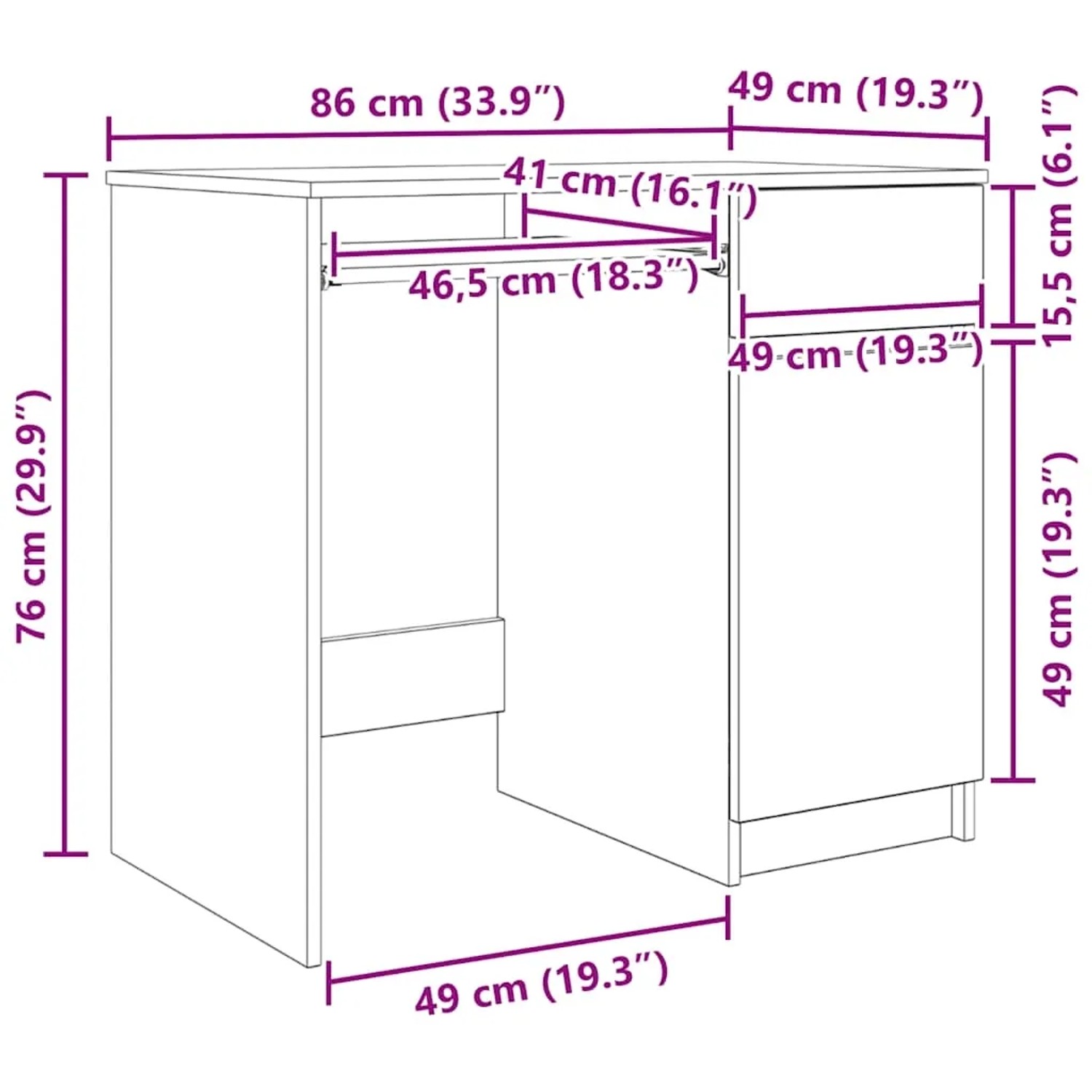 vidaXL Schreibtisch Weiß 86x49x76 cm Holzwerkstoff 861823_14
