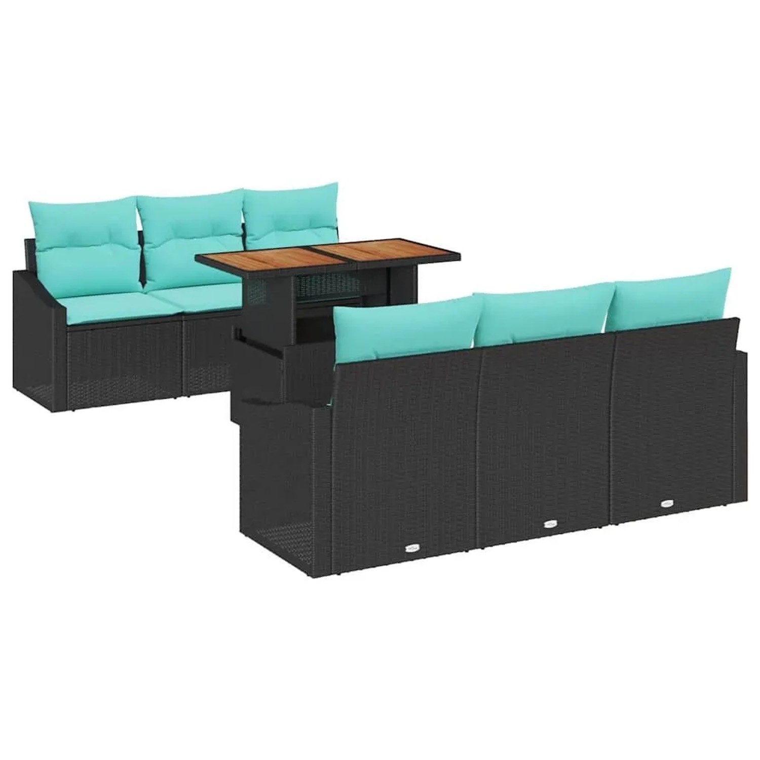 vidaXL Garten Essgruppe mit Kissen 7-Tlg Schwarz und Teal 3349787