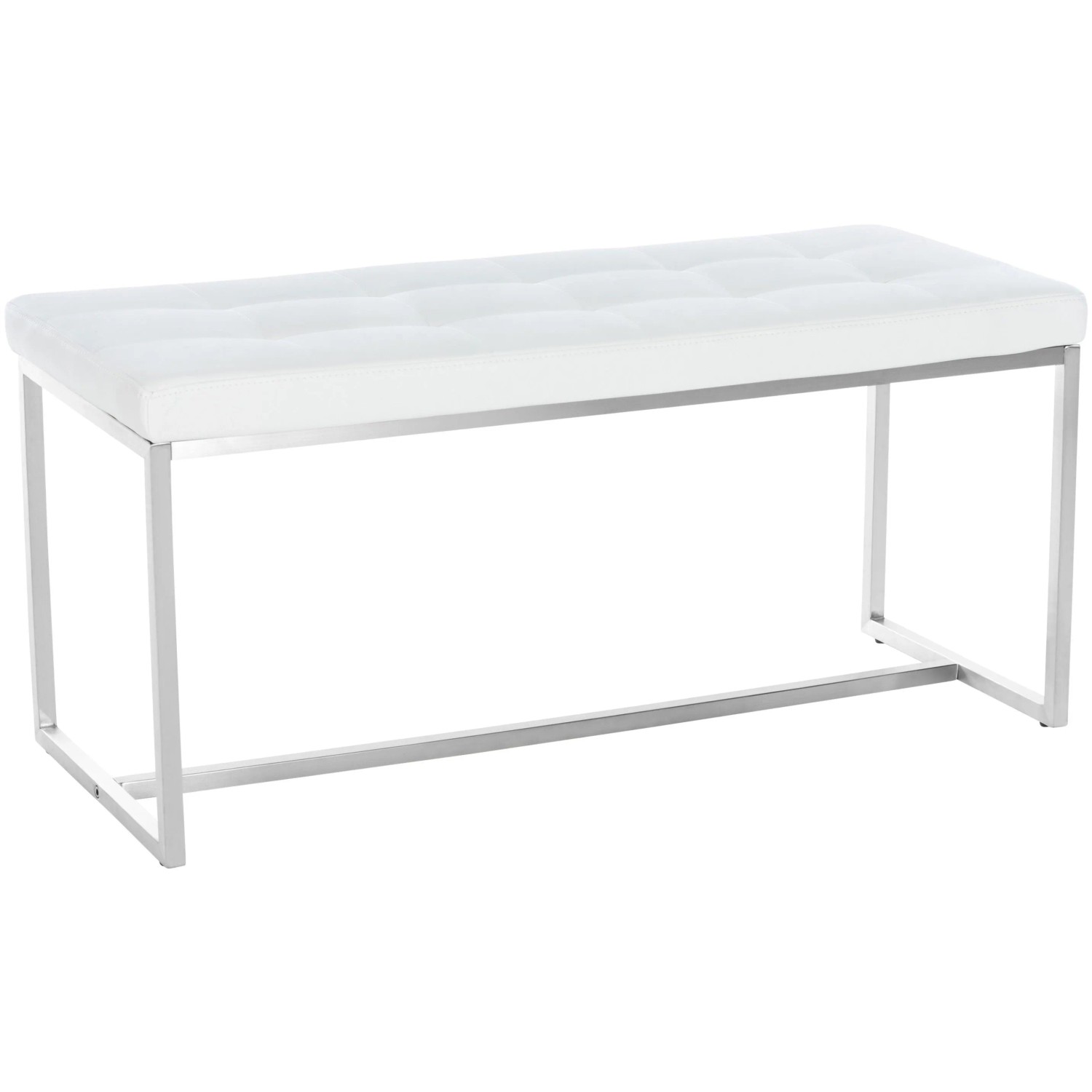 DELUKE Sitzbank PUEBLA Kunstleder Weiß 100x40x48cm Sitzbank Flur Sitzhocker Esszimmerbank Polsterbank Schlafzimmer