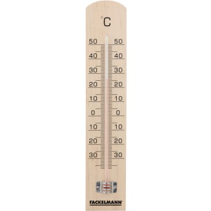 Fackelmann Holzthermometer, 25 cm, aus Birke, für Innen- und Außenbereich.