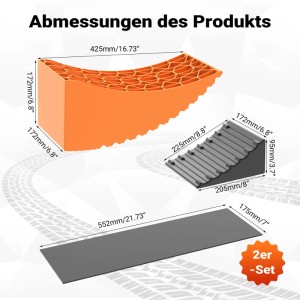 Wiltec Auffahrkeile Wohnmobil 2Er Set Rundkeile 42,4X17X17,4Cm Unterlegkeile