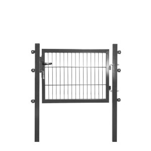 Anthrazitfarbenes Gartentor aus Stahl mit Stabmattenfüllung, 75x100 cm, inkl. Schloss und Montagezubehör.