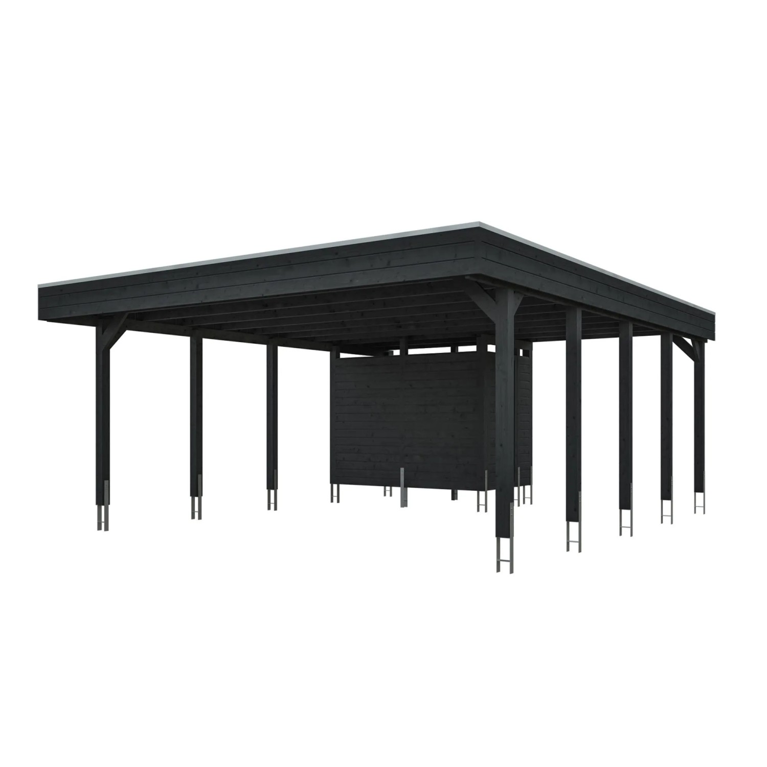 Skan Holz Carport-Set Friesland D mit Abstellraum 546 cm x 708 cm Anthrazit