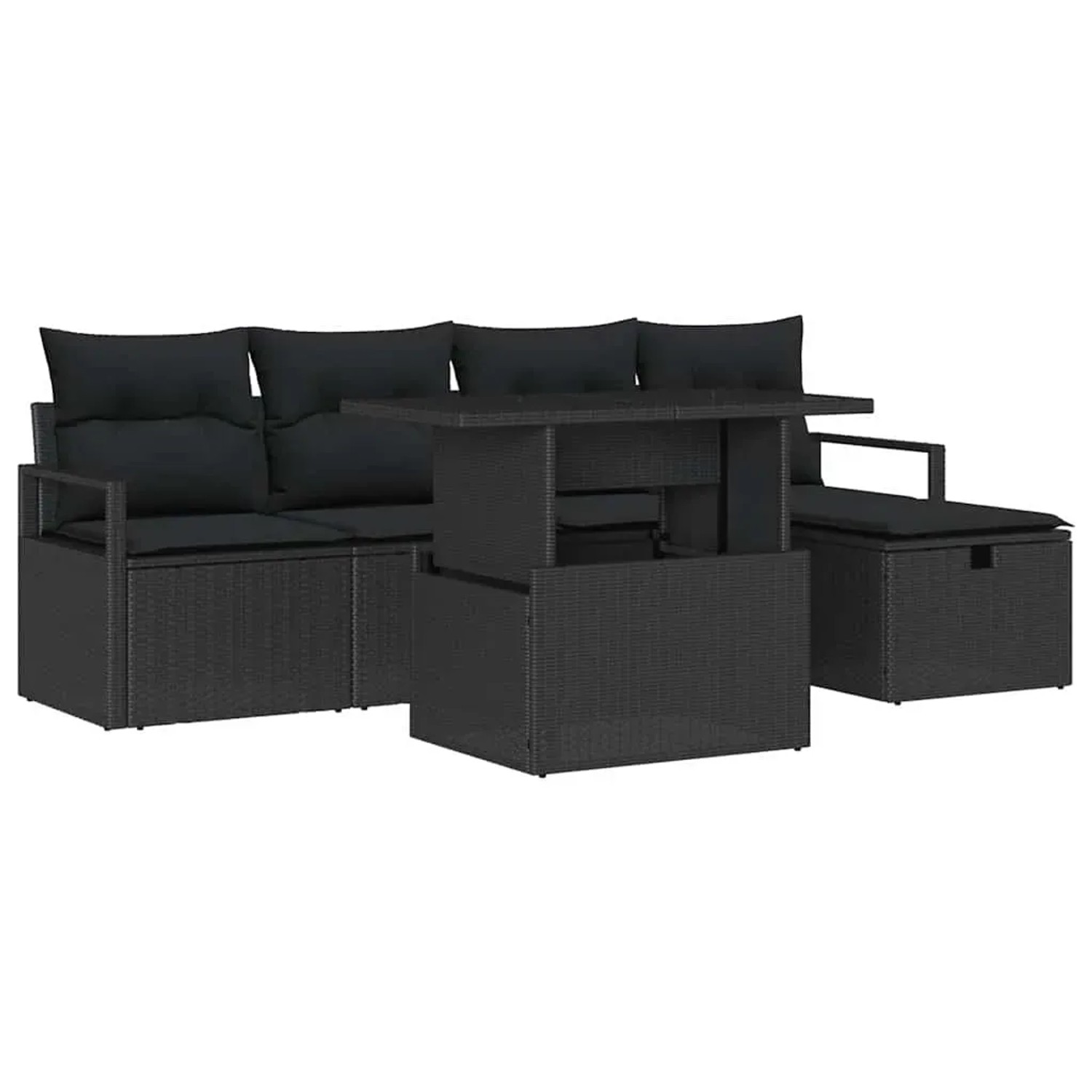 vidaXL Garten-Sofa-Set mit Kissen 6-Tlg Schwarz Poly Rattan 3359790 günstig online kaufen