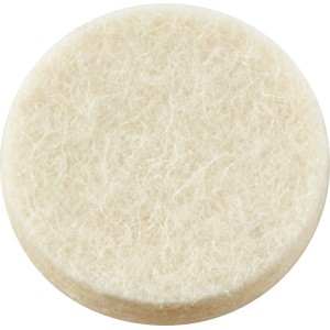 Runder, selbstklebender Parkettgleiter aus hellem Filz für Möbel.