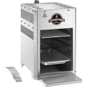 Jamestown Gas-Steakgrill Brad XS: Kompakter Gasgrill aus Edelstahl mit Grillrost und Fettauffangschale.