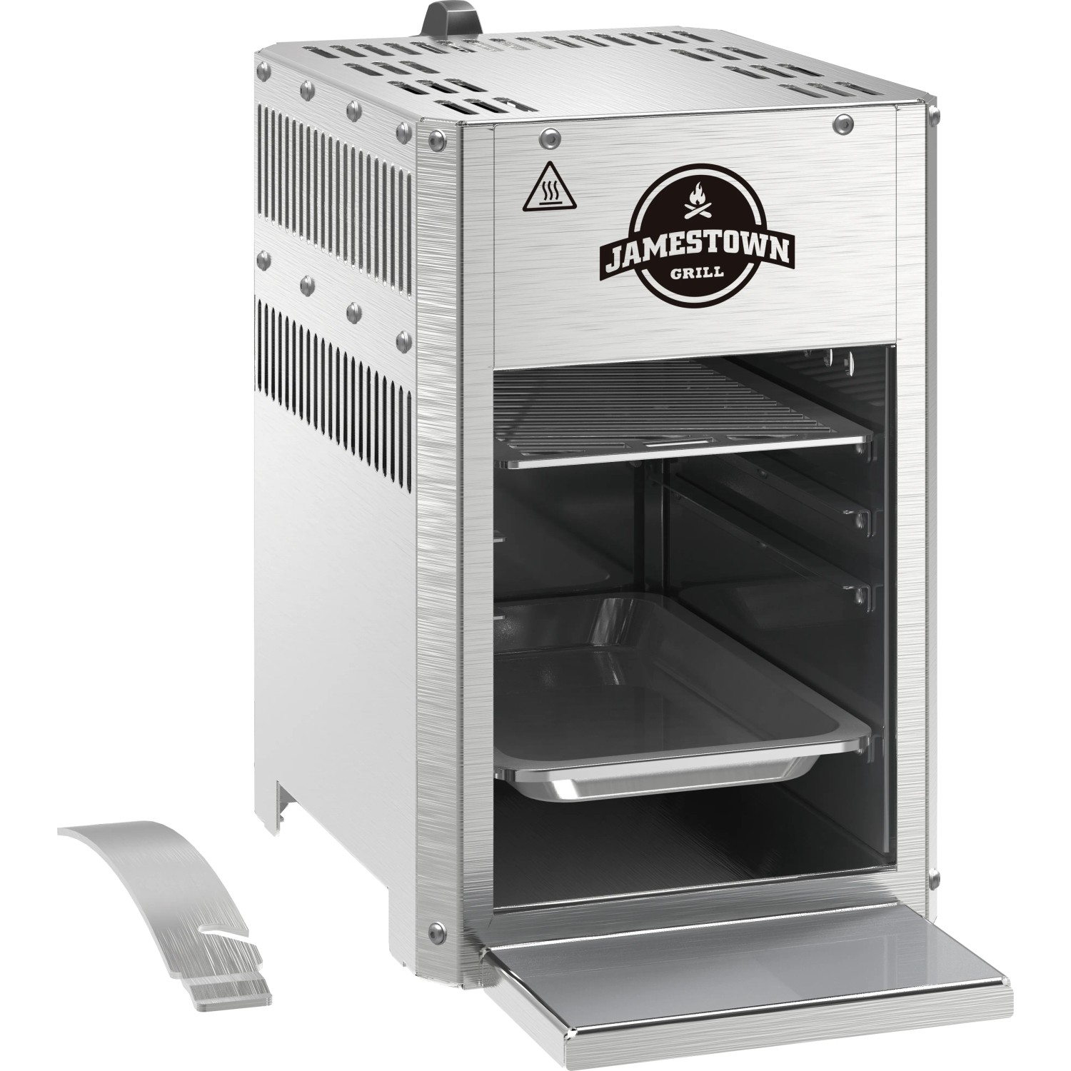 Jamestown Gas-Steakgrill Brad XS: Kompakter Gasgrill aus Edelstahl mit Grillrost und Fettauffangschale.