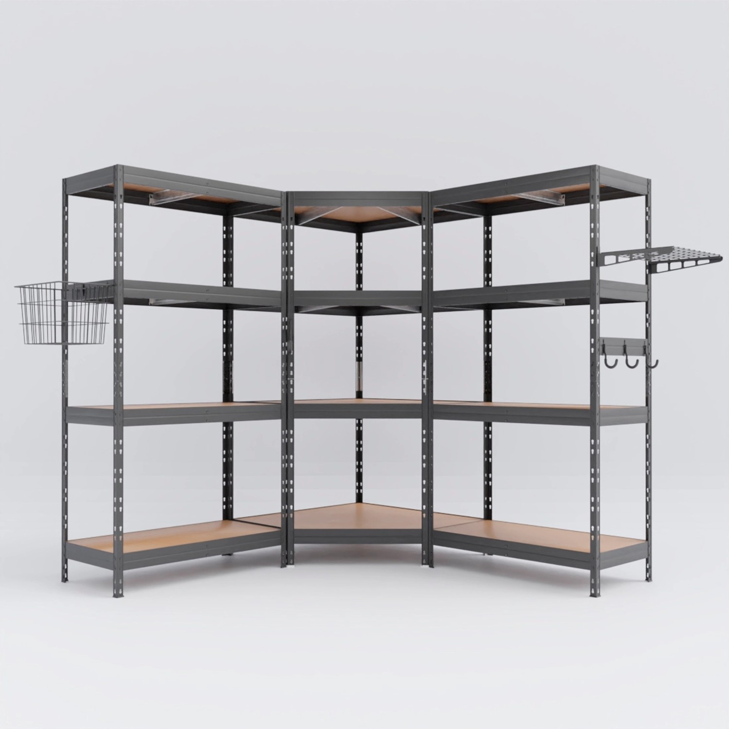 Ar Shelving Rivet Set 180x180x180x45 cm mit 4 HDF-Böden verzinkt mit Zubehör
