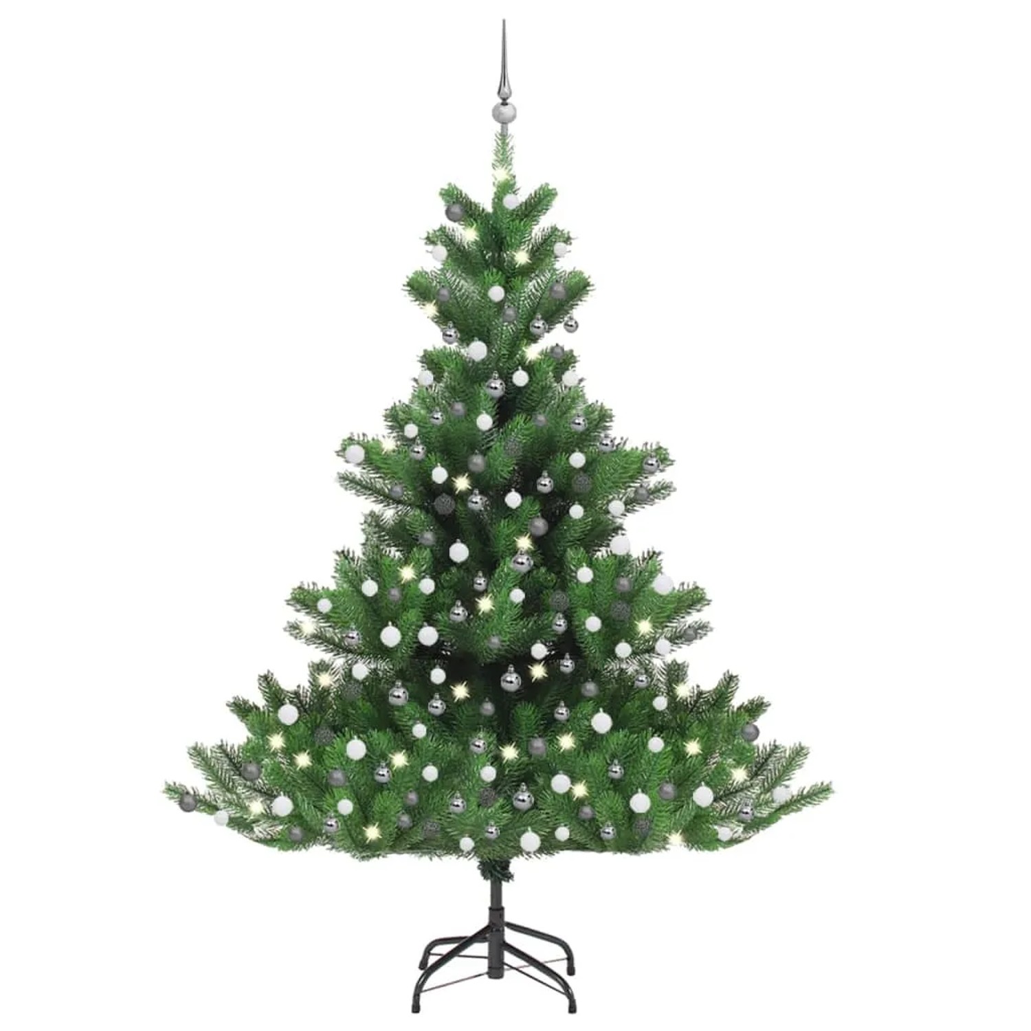 vidaXL Künstlicher Weihnachtsbaum Nordmann LED   Kugeln Grün 210 cm Modell 3