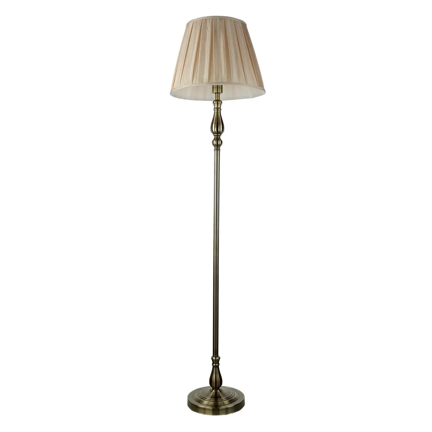 Licht-Erlebnisse Stehlampe Stoff Metall 164 cm Hoch E27 In Messing Antik Braun