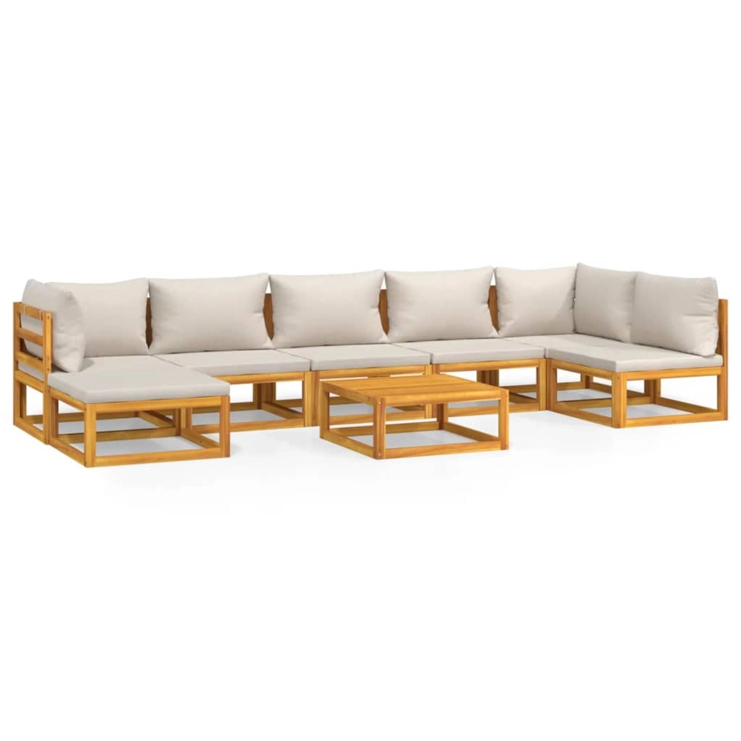 Thumbnail - vidaXL 8-tlg Garten-Lounge-Set mit Hellgrauen Kissen Massivholz Modell 1
