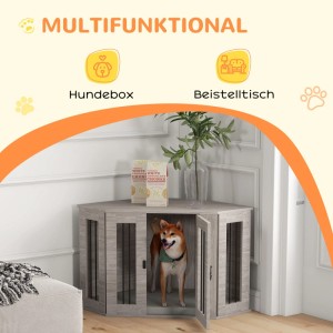 PawHut Hundehütte mit Kissen für Mittelgroße Hunde Walnuss 104 x 55 x 63 cm