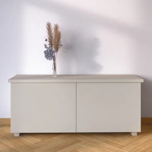Schrank mit CREATE! by OBI Buntlack Theo Steingrau, seidenmatt lackiert.