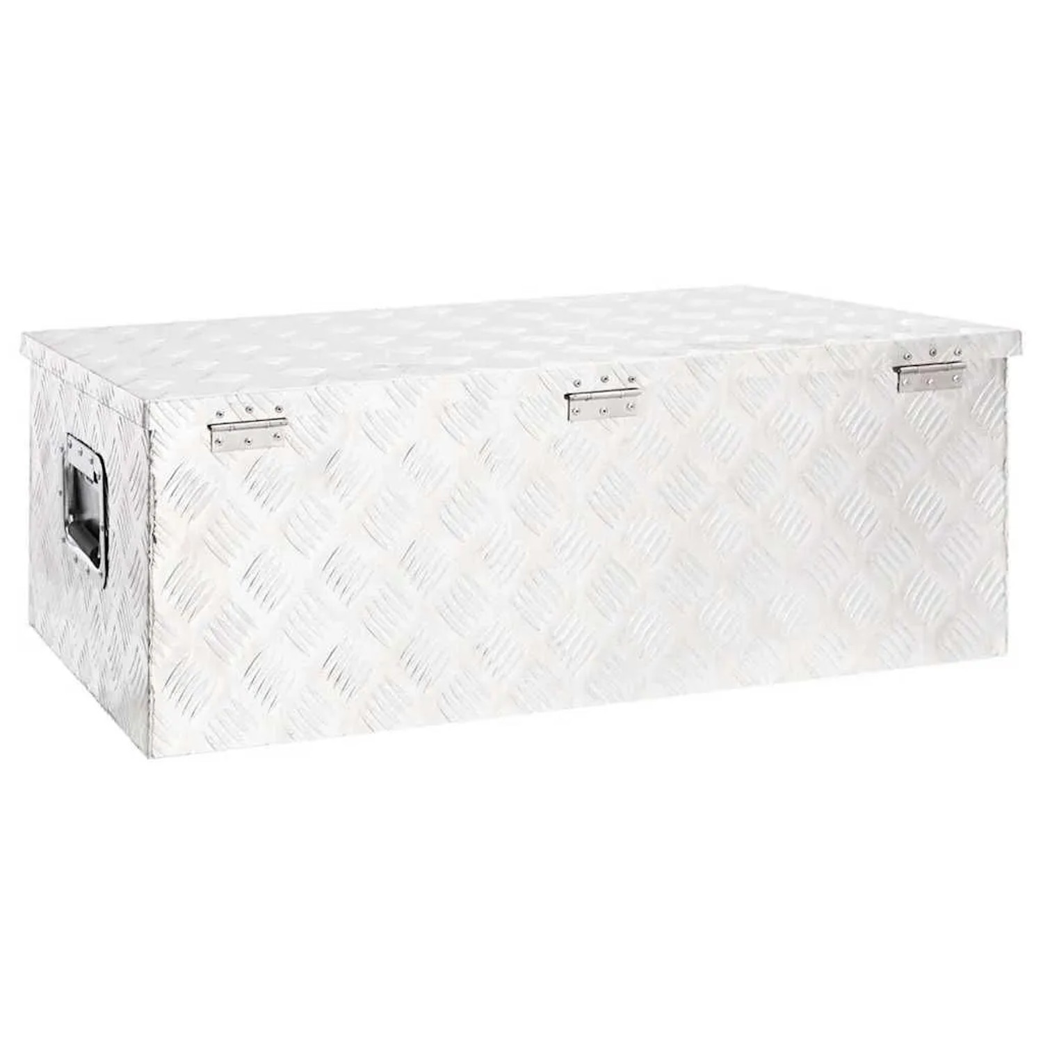 DELUKE Aluminiumbox Mit Deckel Abschließbar Alubox Deichselbox Alu Anhängerbox Werkzeugkiste Transportbox Metallkiste 90x47x33,5cm Silber_5