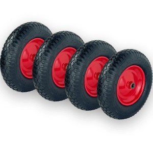 TRUTZHOLM 4x Schubkarrenrad 390x95 mm 4.80 4.00-8  Luftbereifung mit Achse