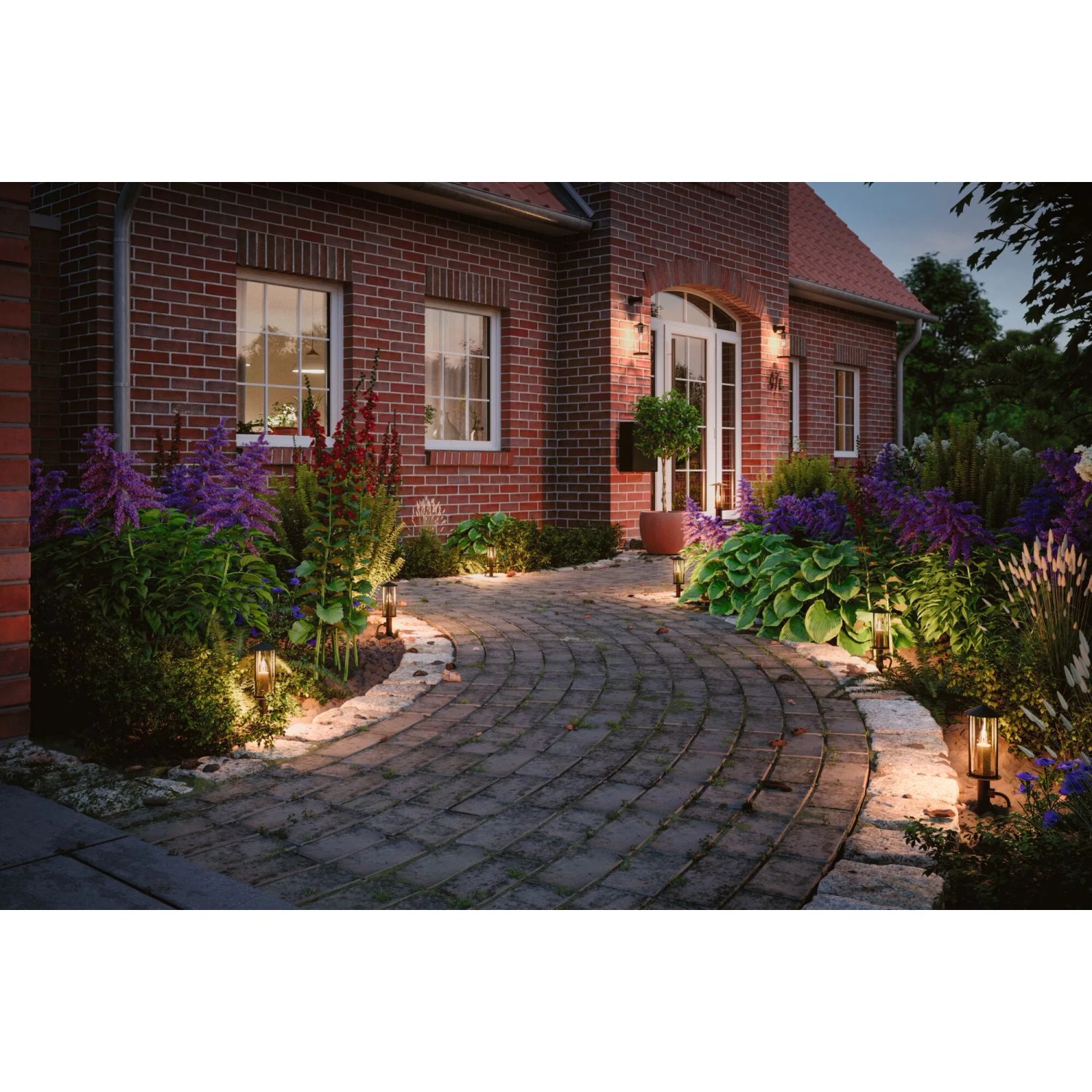 Paulmann Outdoor Minipoller Classic, anthrazitfarbene Gartenwegbeleuchtung mit warmweißem Licht.