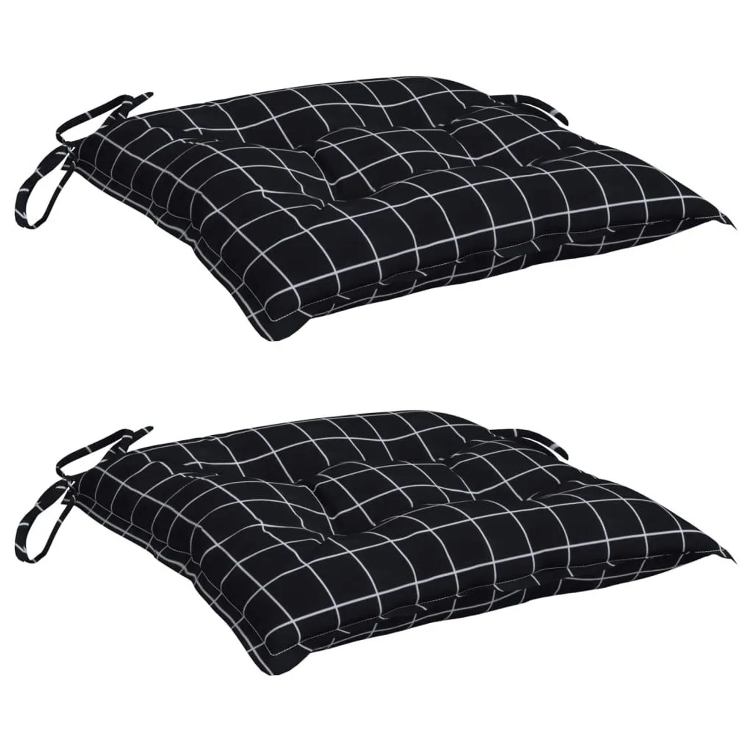 vidaXL Stuhlkissen 2 Stk Schwarz Karomuster 50x50x7 cm Oxford-Gewebe 361546