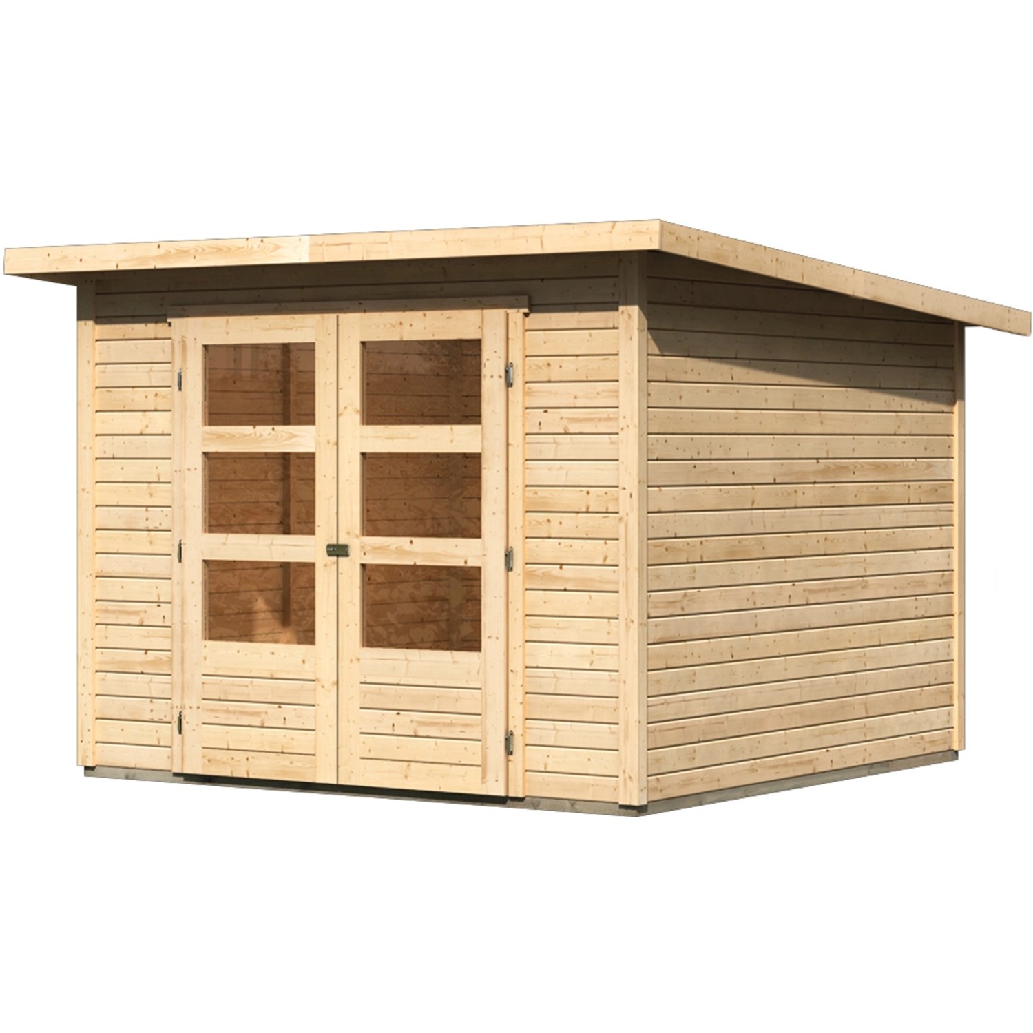 Karibu Holz-Gartenhaus/Gerätehaus Sitten Natur Pultdach Unbehandelt 242 cm x 242 cm