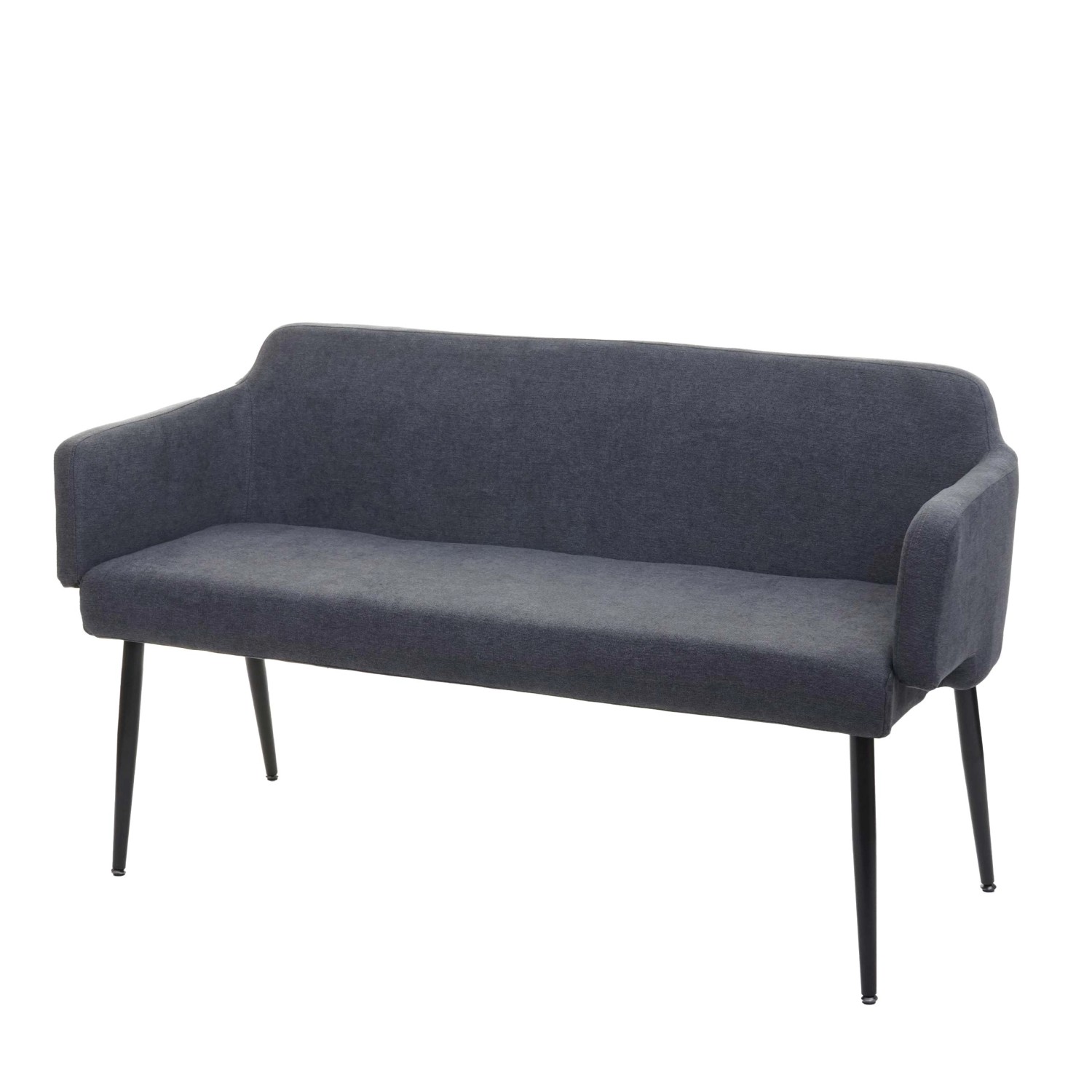 BERLINLODGE Sitzbank 77x133x56cm Sitzhöhe 48cm Rückenlehne Armlehne Stoff/Textil 133cm Anthrazit