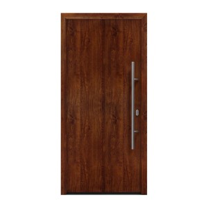 EcoStar Haustür Isopro IP 010 in Dark Oak mit Edelstahlgriff, 110x210 cm.