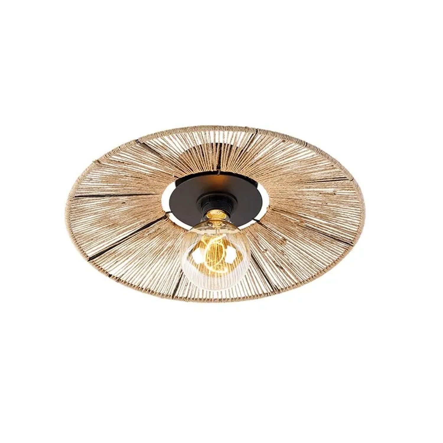 QAZQA Ländliche Deckenlampe Schwarz mit Seil Sacha