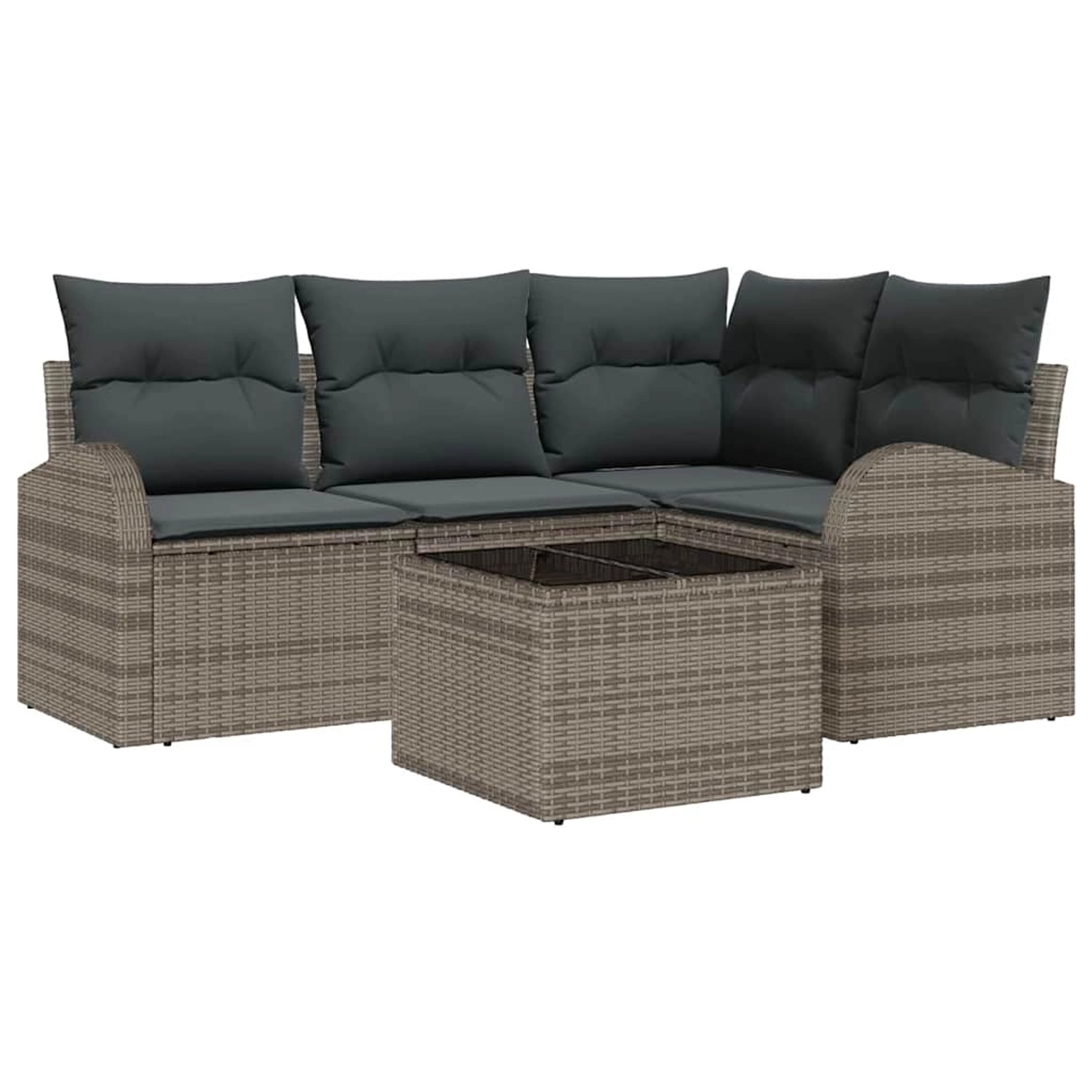 vidaXL Garten-Sofa-Set mit Kissen 5-Tlg Grau Poly Rattan 3354698 günstig online kaufen