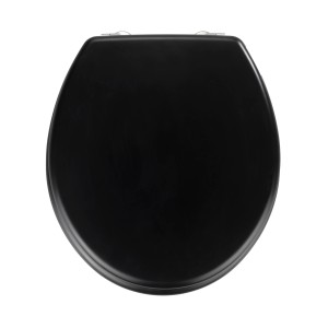 Wenko WC-Sitz Prima, MDF, Schwarz, Toilettendeckel für Standard WCs.