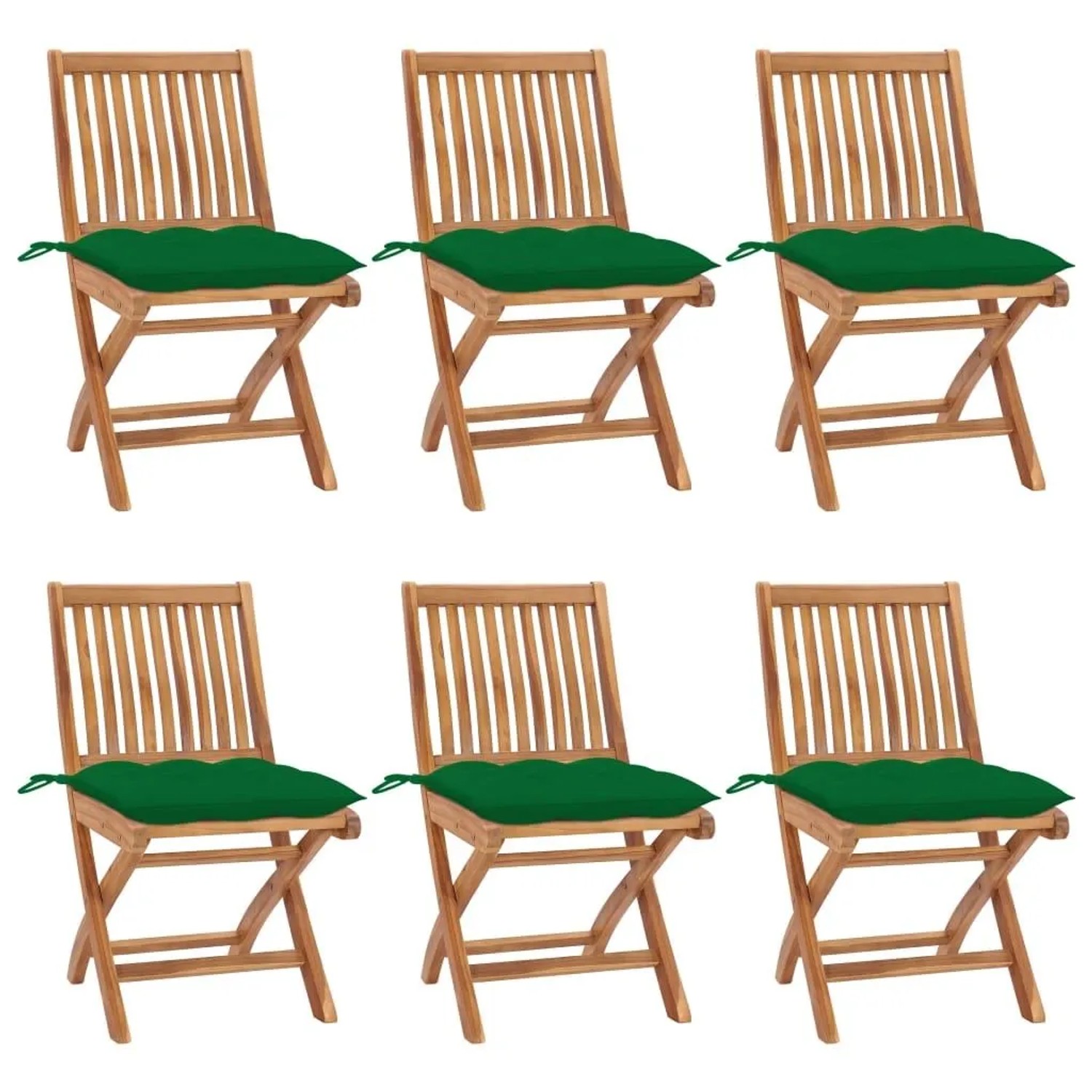 vidaXL Klappbare Gartenstühle mit Kissen 6 Stk Massivholz Teak 3072854