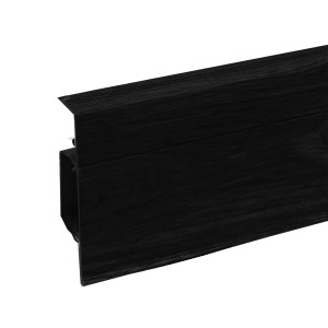 Schwarze Döllken Sockelleiste SLK60 mit Kabelkanal, 2500x60x14 mm.