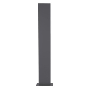 Moderner Standbriefkasten in Anthrazit mit Zeitungsfach und Edelstahl-Fuß für den Außenbereich.