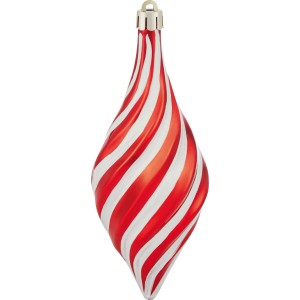 Roter Baumschmuck Ornament, 10x14cm, 4er Set, spiralförmig gestreift für festliche Deko.