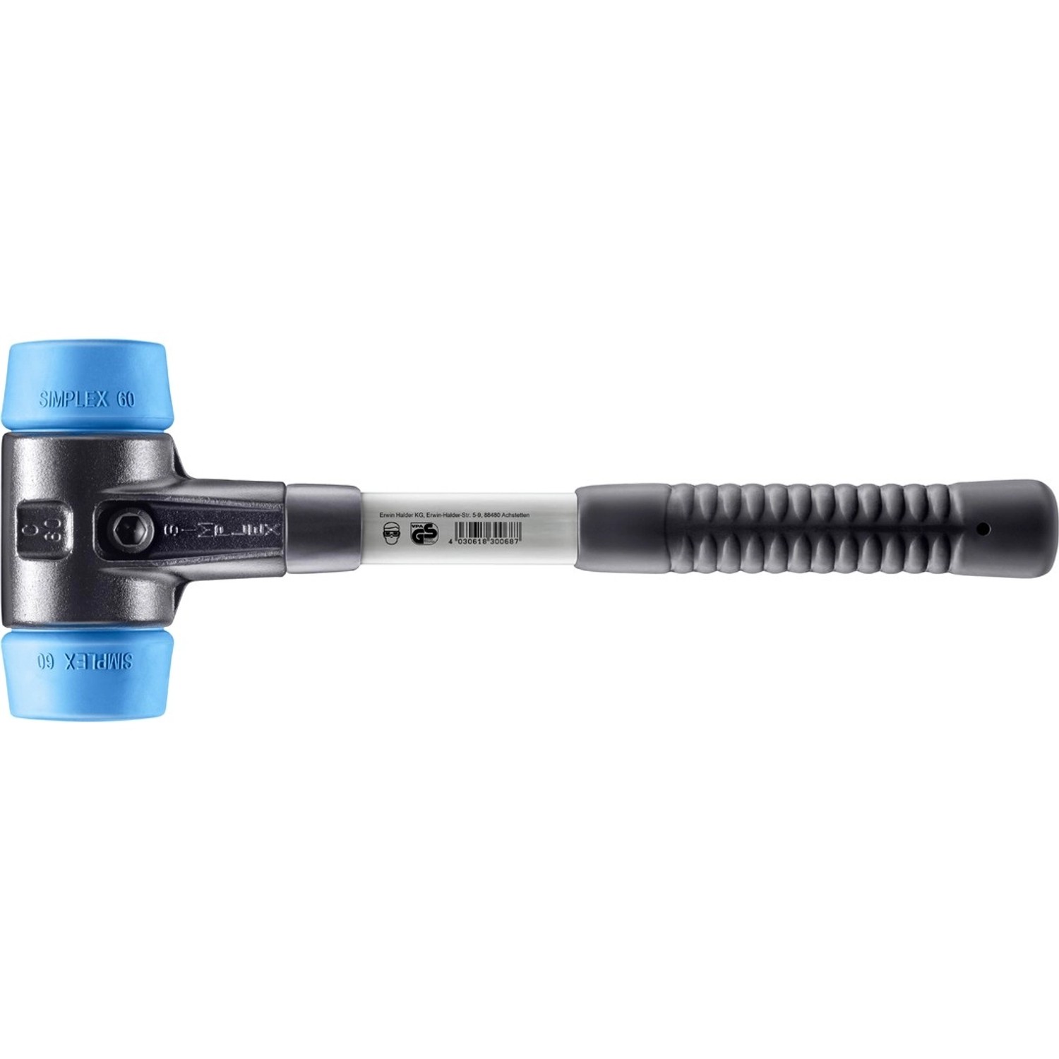 Halder Simplex Schonhammer Ø 60 mm TPE-soft Blau mit Verstärktem Temperguss günstig online kaufen