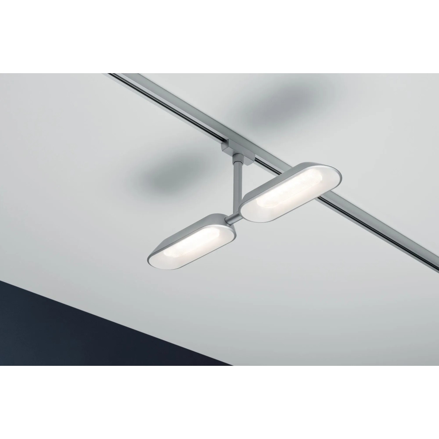 Paulmann URail LED Doppel-Spot Dipper, Chrom matt/Weiß, dimmbar, für Schienensystem.