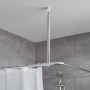 Kleine Wolke Deckenhalterung Chrom (60cm) mit Duschstange und Vorhang im Badezimmer.
