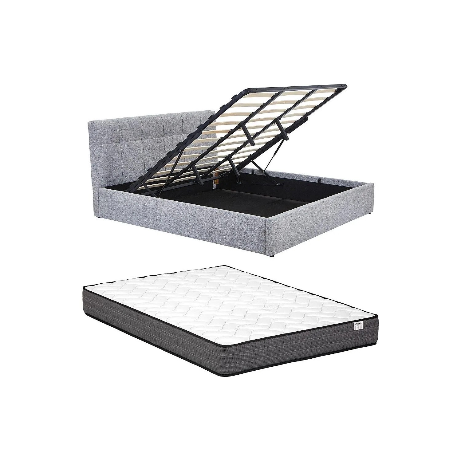 Vente-unique Bett Mit Bettkasten Maziri Grau 196 cm
