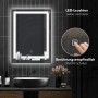 Kleankin Badspiegel mit LED-Rahmen, Ablage und Touch-Schalter. Silberner Aluminiumrahmen, Hartglas.