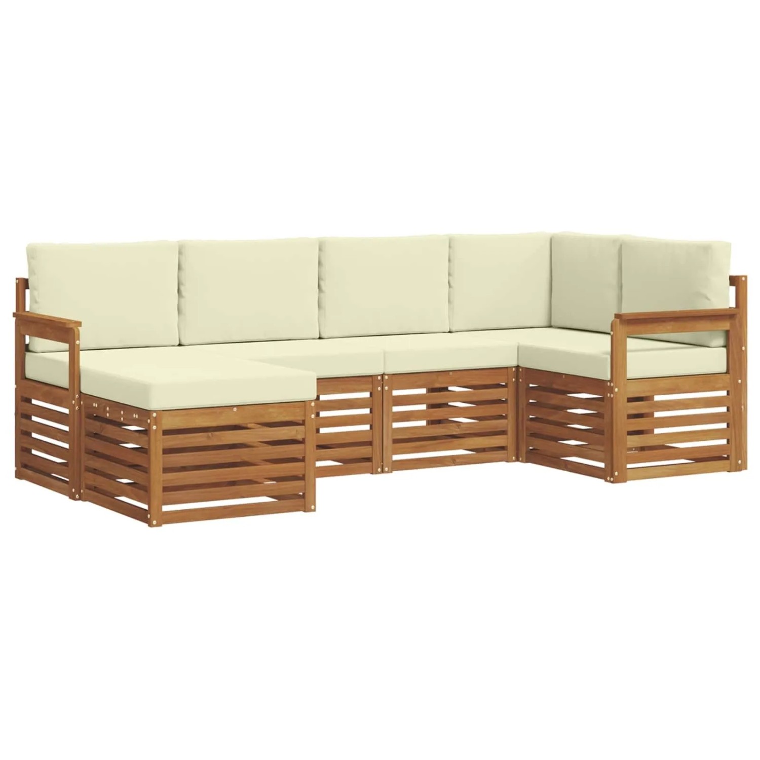 vidaXL Sofagarnituren 6 Tlg Natur und Creme Massivholz Akazie 3375075