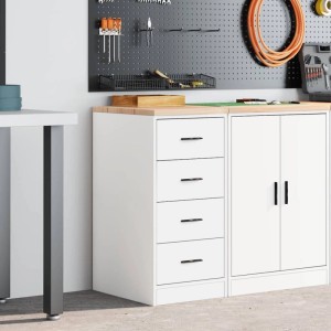 vidaXL Garagen-Aufbewahrungsschrank Weiß 40x51x85 cm Massivholz Kiefer 860589