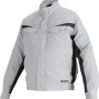 Makita Akku-Klimajacke DFJ213ZM Gr. M in Grau mit dunklen Akzenten. Arbeitskleidung mit Kühlfunktion.