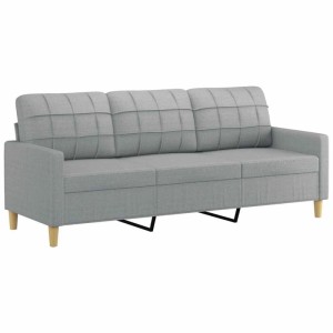 Hellgraues 3-Sitzer Sofa (180 cm) aus Stoff von vidaXL.