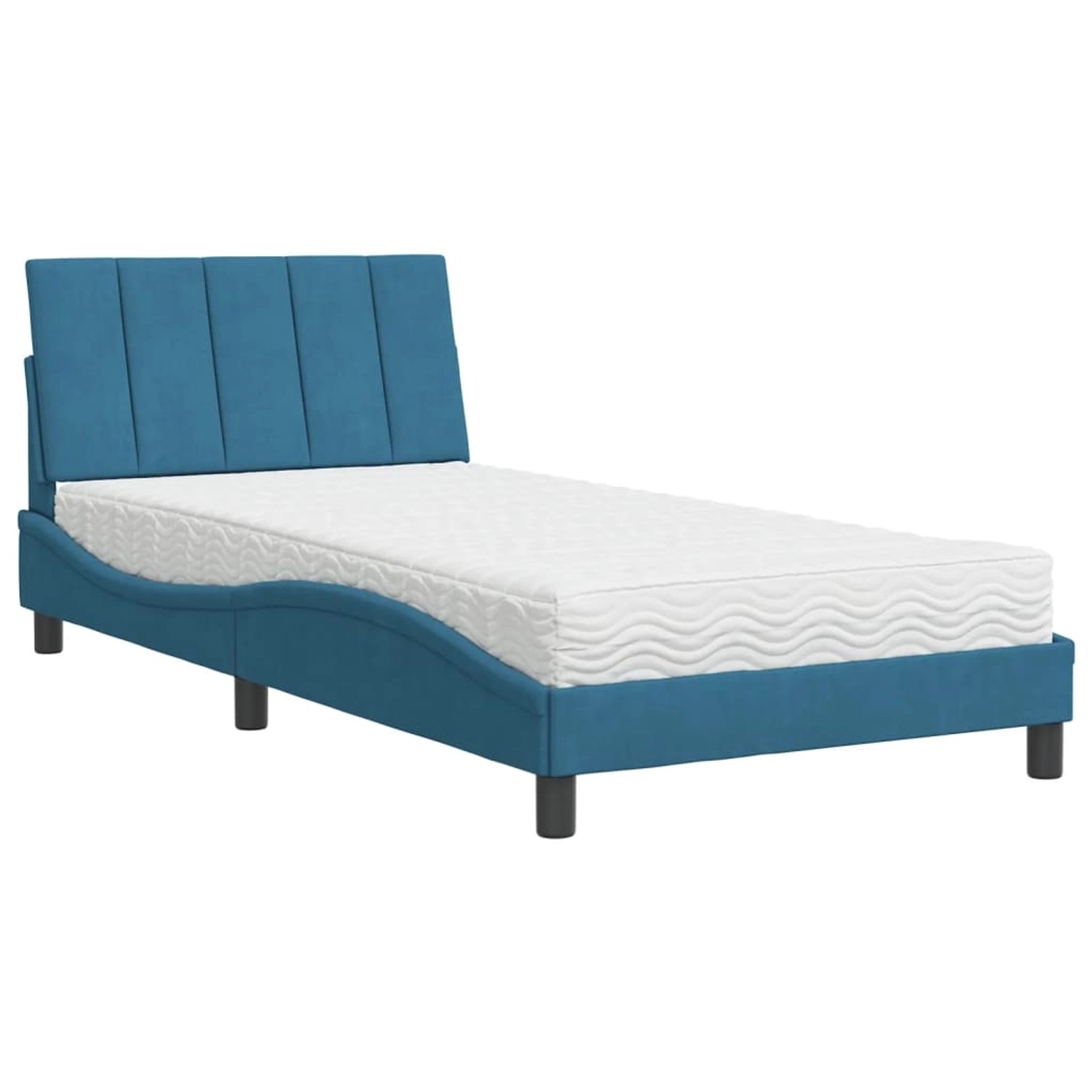 vidaXL Bett mit Matratze Blau 100x200 cm Samt2008007 günstig online kaufen