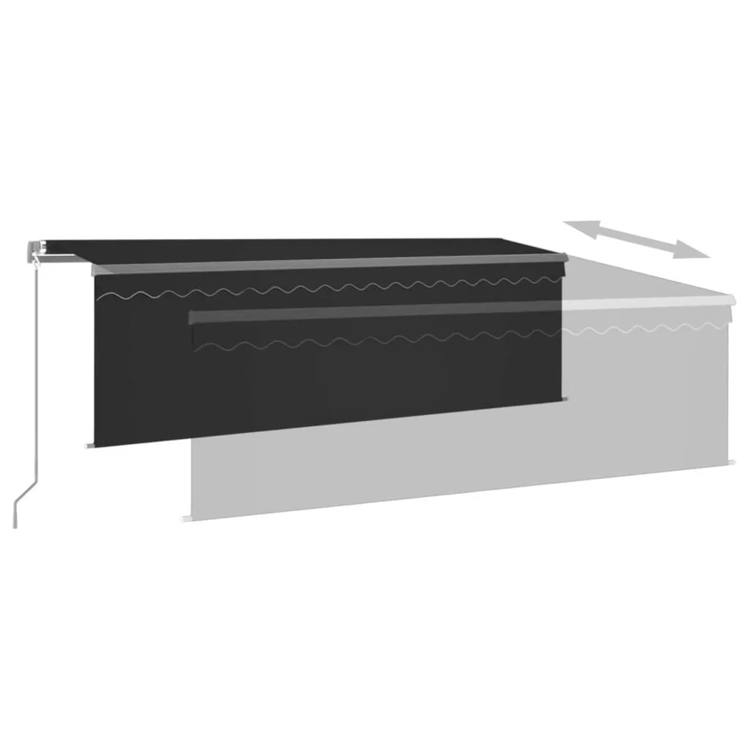 Anthrazitfarbene vidaXL Markise 4x3m mit Rollo, manuell einziehbar.