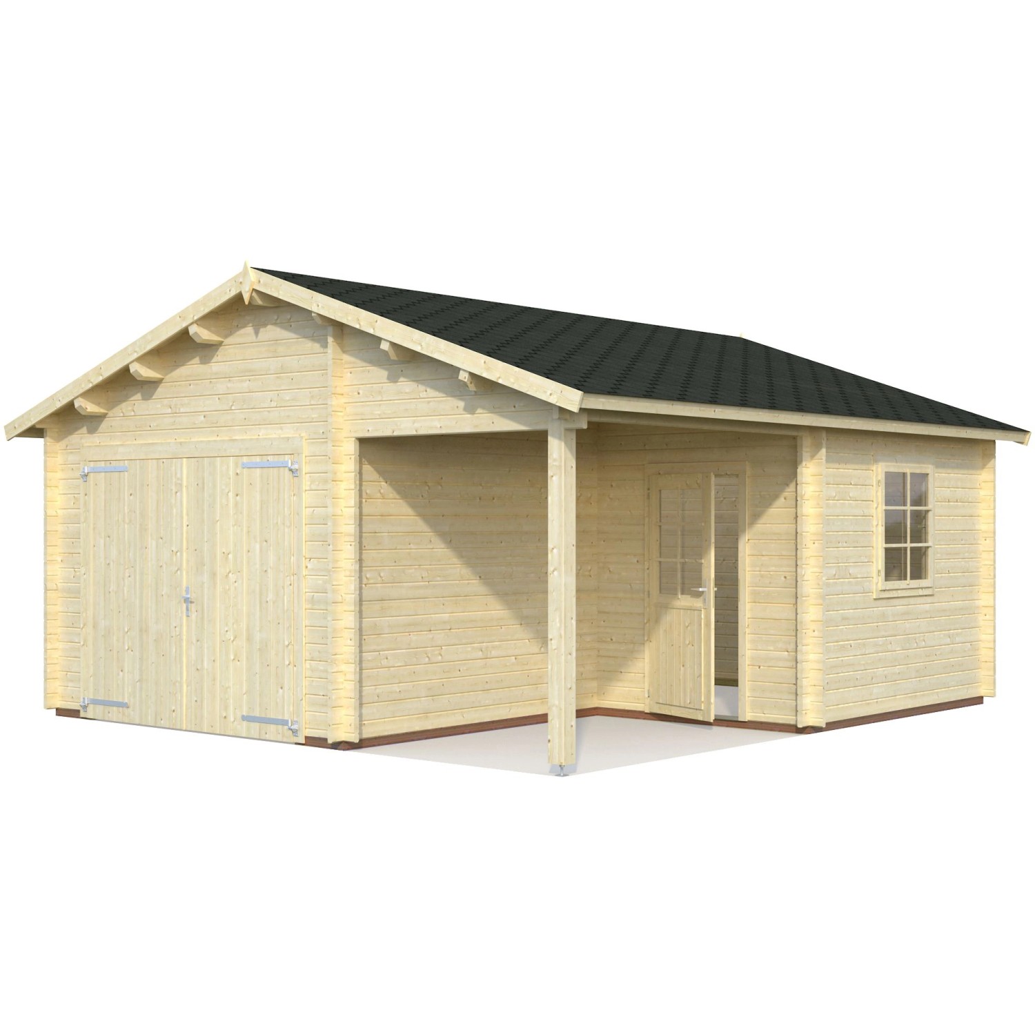 Palmako Holzgarage Roger mit Holztor Natur 510 cm x 550 cm