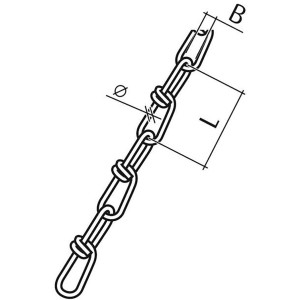 Skizze einer Conacord Knotenkette aus Stahl, 1,6 mm x 22 mm, Chrom, Meterware.