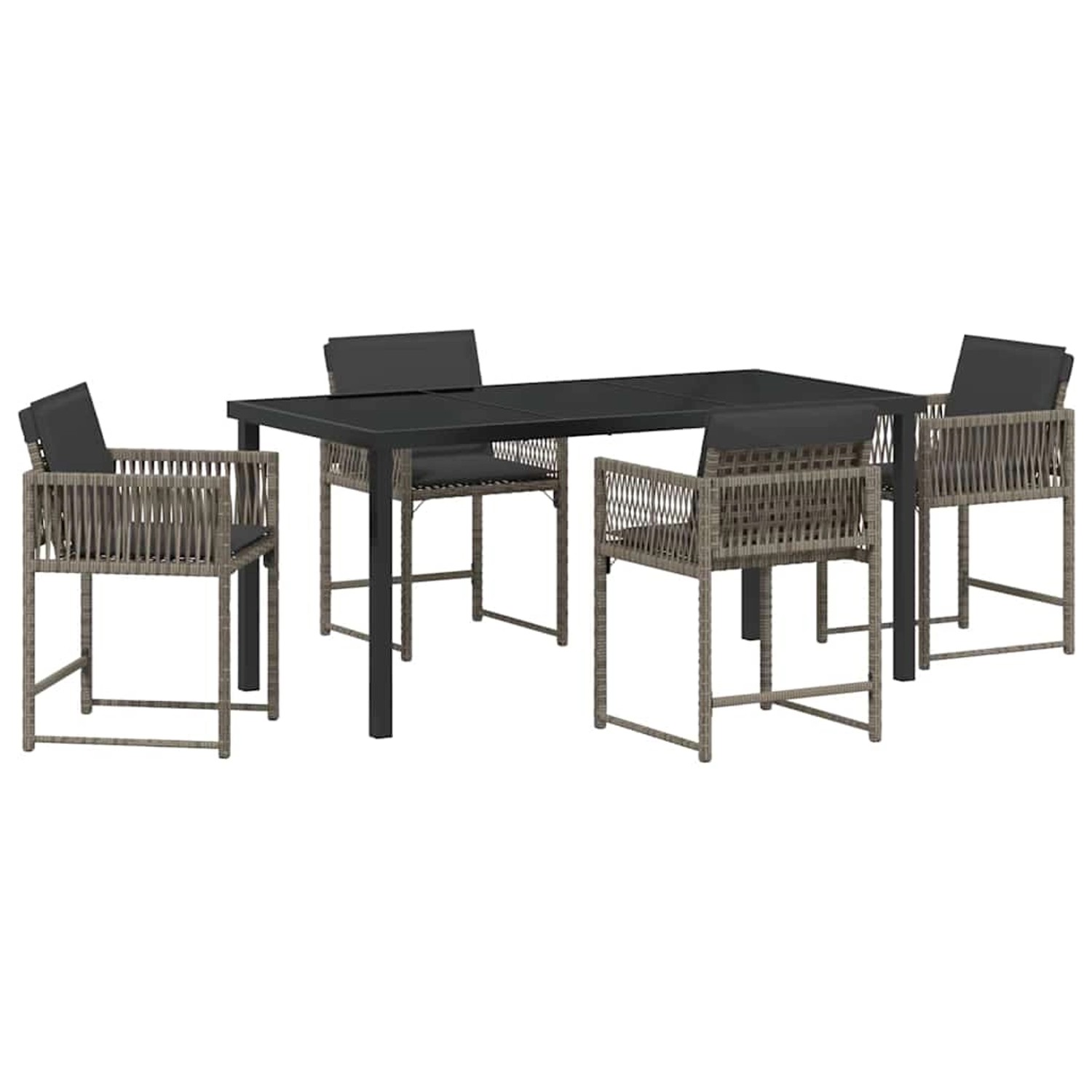 vidaXL Garten Essgruppe 5-Tlg Grau Poly Rattan 3380751 günstig online kaufen