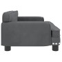 Dunkelgraues vidaXL Hundebett (70x45x30 cm) aus Samt, seitliche Ansicht.